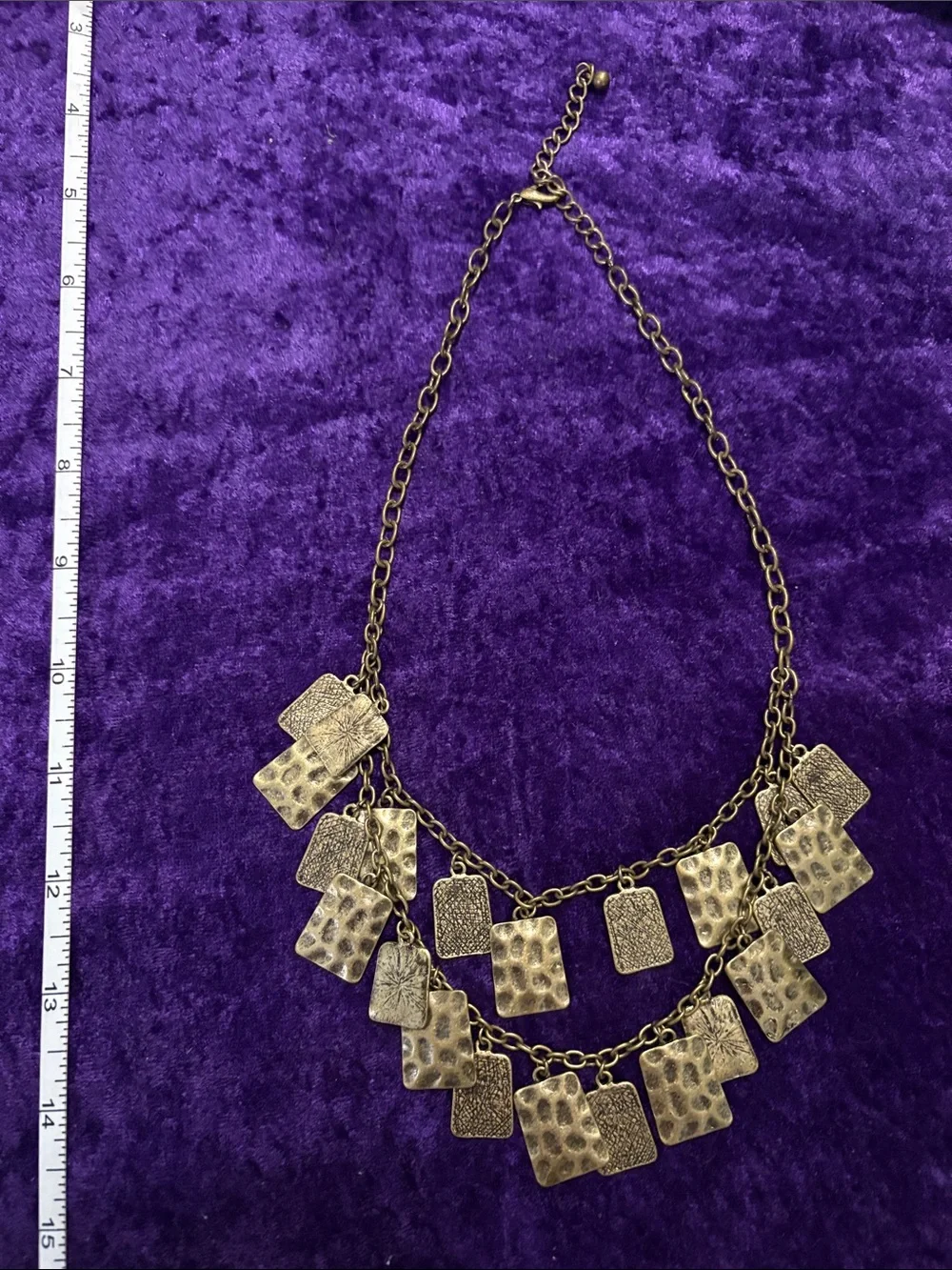 Source Unknown Gold-Tone Layered Textured Disc Necklace